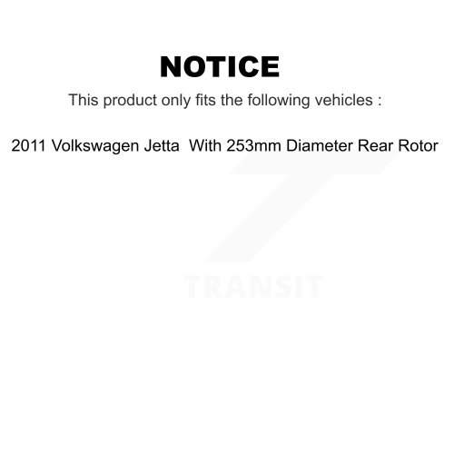 Rear Brake Rotors Semi-Metallic Pad Kit For 11 Volkswagen Jetta With 253mm  Diameter Rotor K8A-100692