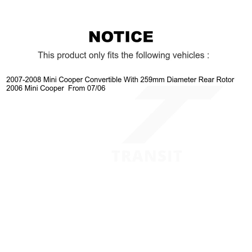 Disques de frein arrière et plaquettes en céramique pour Mini Cooper K 8&nbsp;A-101116