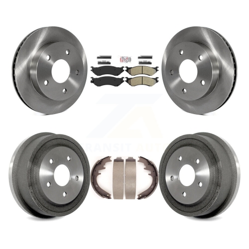 Front Rear Disc Brake Rotor Semi-Metallic Pad & Drum Kit For 2000-2001 Dodge Ram 1500 RWD K8A-105143