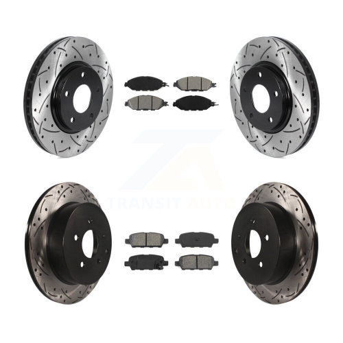 Front Rear Drill Slot Brake Rotors Semi-Metallic Pad Kit For Nissan Pathfinder From 11 15 KDS-100720