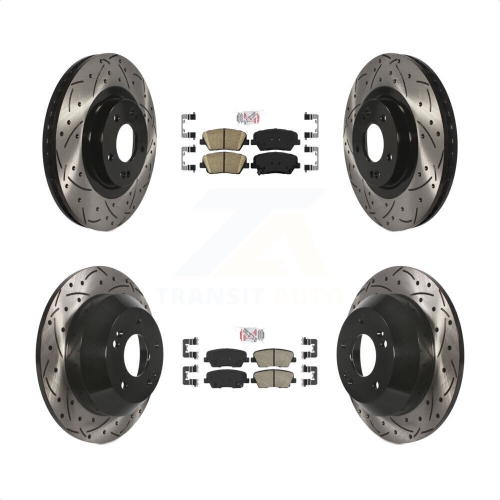 TRANSIT AUTO  Front Rear Ceramic Pad Drill Slot Brake Rotors Kit for Hyundai Santa Fe Sport Kia Sorento Kda-100758