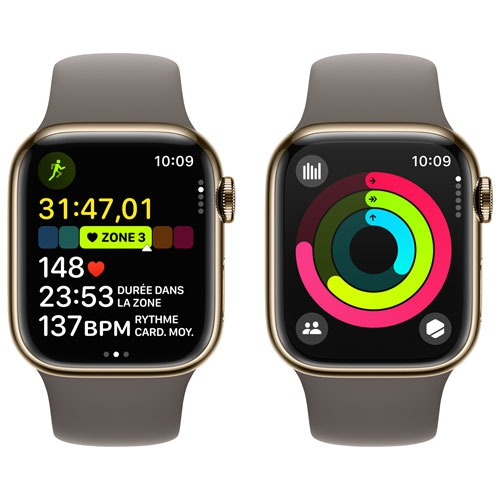 Apple Watch Series 9 (GPS + Cellular) 41mm Gold Stainless Steel Case with Clay Sport Band - Medium / Large by APPLE - Open Box condition - Image 7