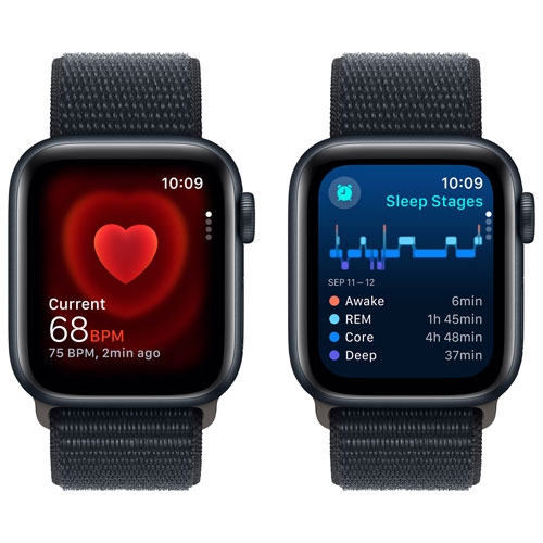 Refurbished - Apple Watch SE (GPS + Cellular) 44mm Midnight Aluminum Case with Midnight Sport Loop