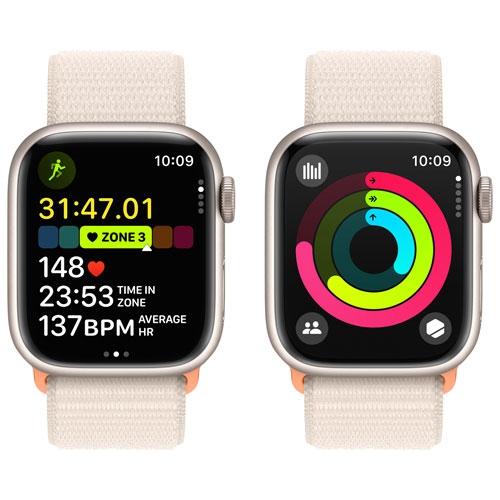 Refurbished - Apple Watch Series 9 (GPS) 41mm Starlight Aluminium Case with Starlight Sport Loop