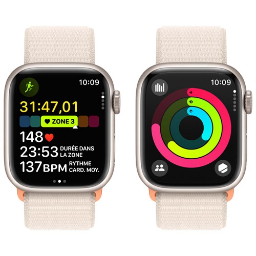 Refurbished - Apple Watch Series 9 (GPS) 41mm Starlight Aluminium Case with Starlight Sport Loop