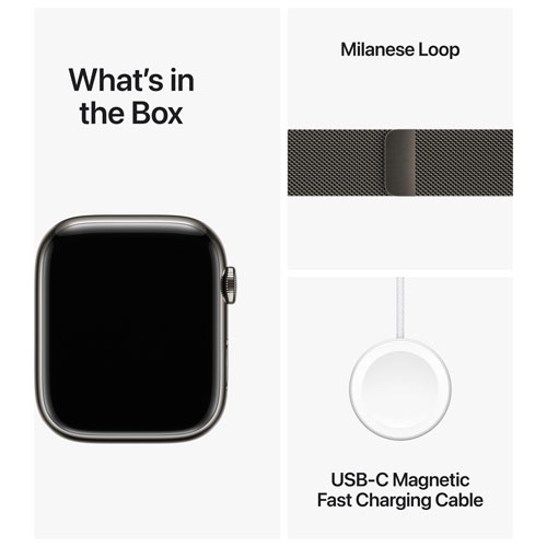Open Box - Apple Watch Series 9 45mm Graphite Stainless Steel Case with Graphite Milanese Loop