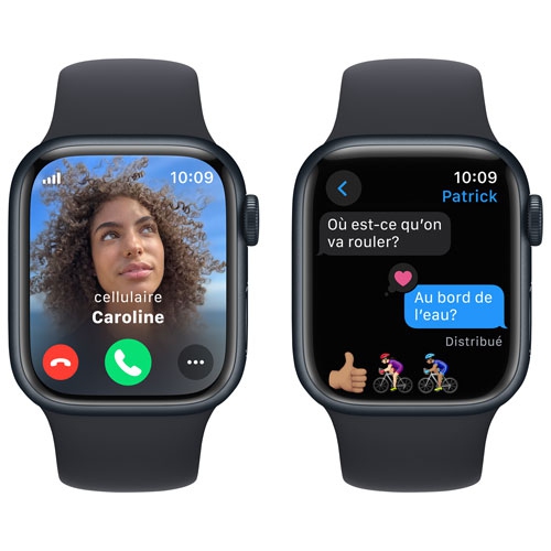 Refurbished - Apple Watch Series 9 (GPS + Cellular) 41mm Midnight Aluminum Case with Midnight Sport Band - Medium / Large