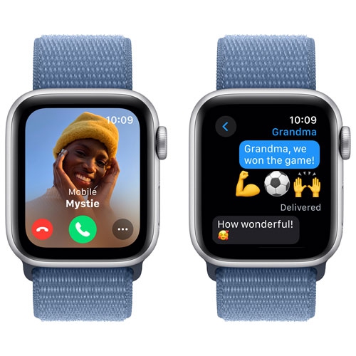 Apple Watch SE (GPS) 40mm Silver Aluminum Case with Winter Blue Sport Loop by APPLE - Refurbished condition - Image 5