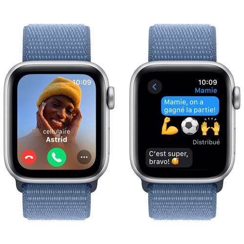 Apple Watch SE (GPS) 40mm Silver Aluminum Case with Winter Blue Sport Loop by APPLE - Refurbished condition - Image 6