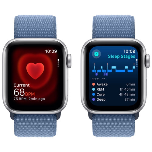 Apple Watch SE (GPS) 40mm Silver Aluminum Case with Winter Blue Sport Loop by APPLE - Refurbished condition - Image 7