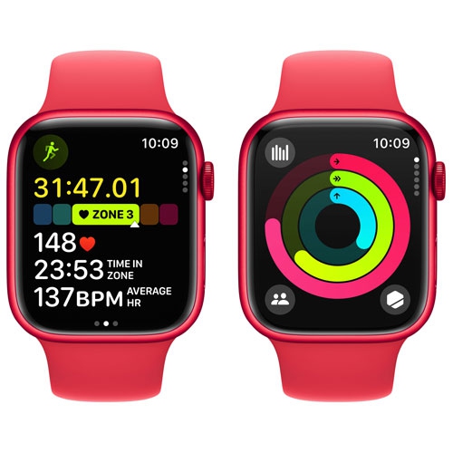 Apple Watch Series 9 (GPS) 45mm (PRODUCT)RED Aluminum Case with (PRODUCT)RED Sport Band - Small / Medium by APPLE - Open Box condition - Image 7