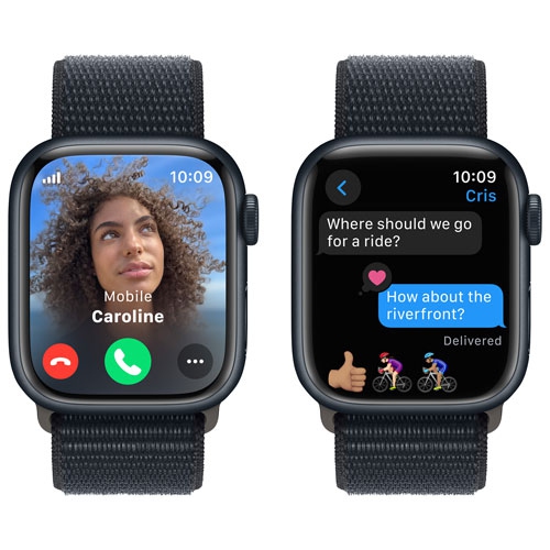 Apple Watch Series 9 (GPS + Cellular) 41mm Midnight Aluminum Case with Midnight Sport Loop by APPLE - Refurbished condition - Image 5