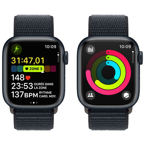 Apple Watch Series 9 (GPS + Cellular) 41mm Midnight Aluminum Case with Midnight Sport Loop by APPLE - Refurbished condition - Image 8