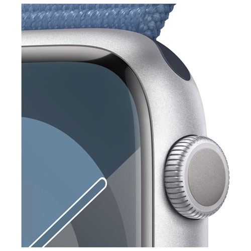 Remis à neuf - Apple Watch Series 9 (GPS) avec boîtier en aluminium argenté et bracelet sport bleu hiver de 45 mm