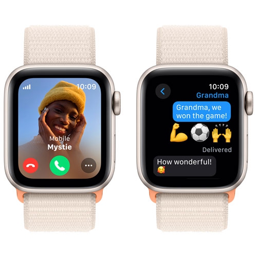 Boîte ouverte - Apple Watch SE 40&nbsp;mm avec boîtier en aluminium comète et bracelet sport comète