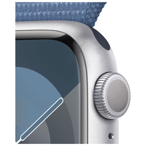 Apple Watch Series 9 (GPS) 41mm Silver Aluminium Case with Winter Blue Sport Loop by APPLE - Refurbished condition - Image 4