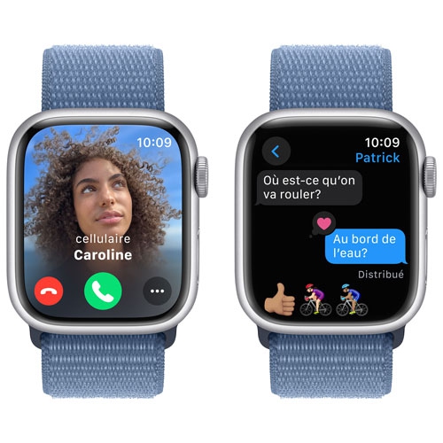 Apple Watch Series 9 (GPS) 41mm Silver Aluminium Case with Winter Blue Sport Loop by APPLE - Refurbished condition - Image 6