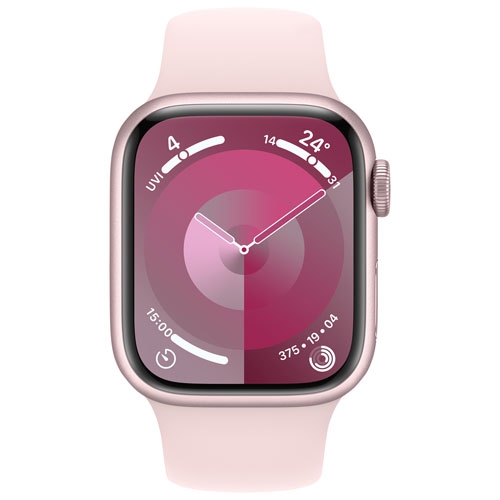Refurbished - Apple Watch Series 9 (GPS + Cellular) 41mm Pink Aluminum Case with Light Pink Sport Band - Small / Medium
