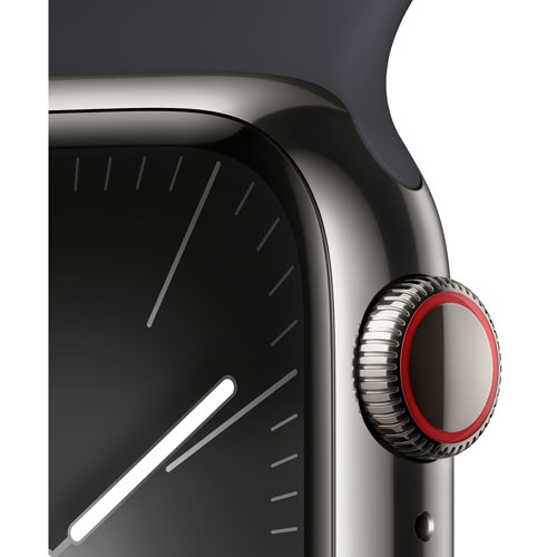 Apple Watch Series 9 (GPS + Cellular) 41mm Graphite Stainless Steel Case with Midnight Sport Band - Small / Medium by APPLE - Refurbished condition - Image 4