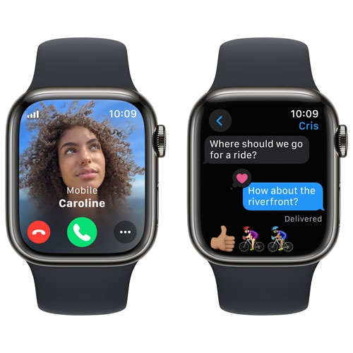Apple Watch Series 9 (GPS + Cellular) 41mm Graphite Stainless Steel Case with Midnight Sport Band - Small / Medium by APPLE - Refurbished condition - Image 5