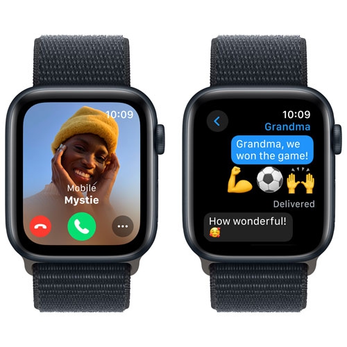 Refurbished - Apple Watch SE (GPS) 44mm Midnight Aluminum Case with Midnight Sport Loop