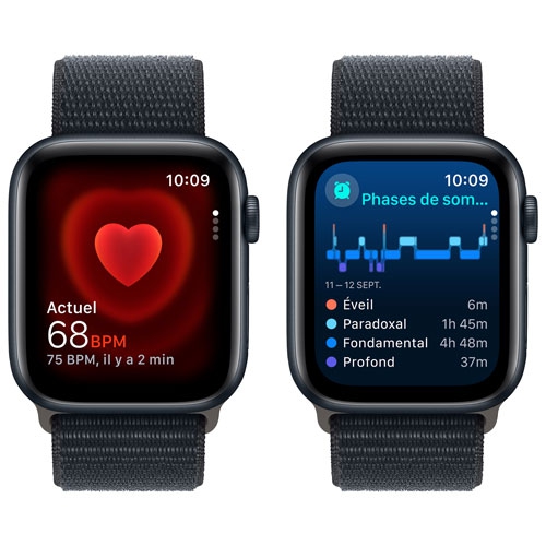 Refurbished - Apple Watch SE (GPS) 44mm Midnight Aluminum Case with Midnight Sport Loop