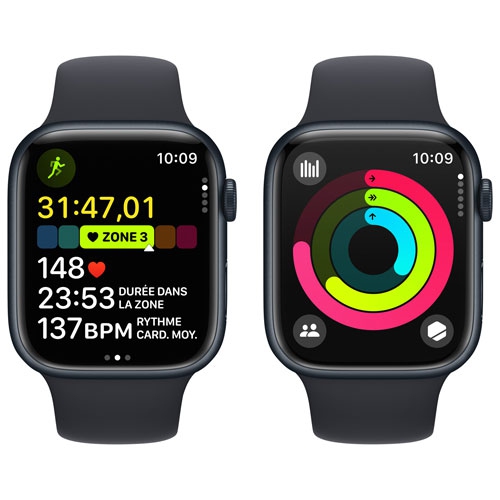 Apple Watch Series 9 (GPS) 45mm Midnight Aluminum Case with Midnight Sport Band - Small / Medium by APPLE - Refurbished condition - Image 8