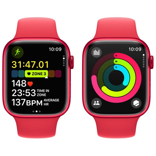 Refurbished - Apple Watch Series 9 (GPS) 45mm (PRODUCT)RED Aluminum Case with (PRODUCT)RED Sport Band - Medium / Large