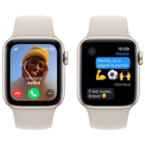 Apple Watch SE (GPS + Cellular) 40mm Starlight Aluminum Case with Starlight Sport Band - Medium / Large by APPLE - Refurbished condition - Image 6