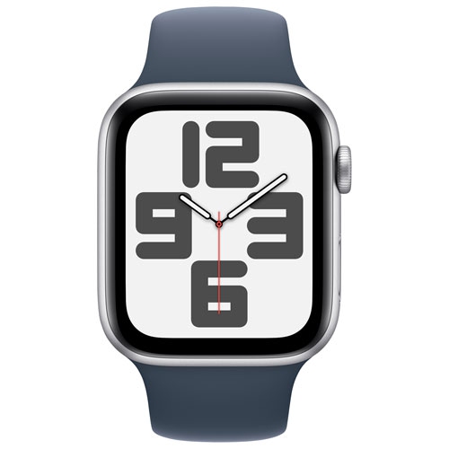 Apple Watch SE (GPS) 44mm Silver Aluminum Case with Storm Blue Sport Band - Small / Medium by APPLE - Refurbished condition - Image 3