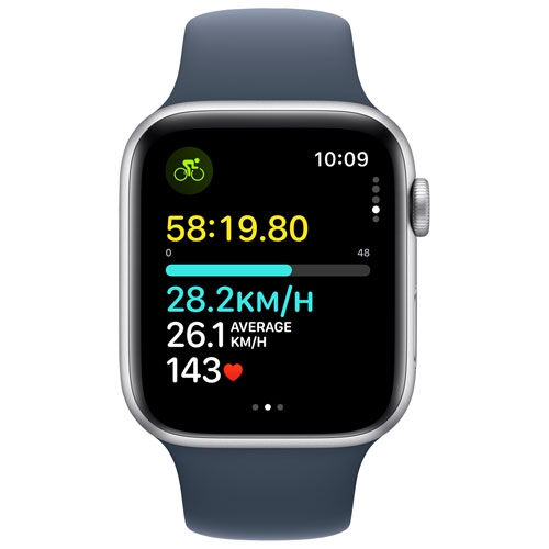 Apple Watch SE (GPS) 44mm Silver Aluminum Case with Storm Blue Sport Band - Small / Medium by APPLE - Refurbished condition - Image 9