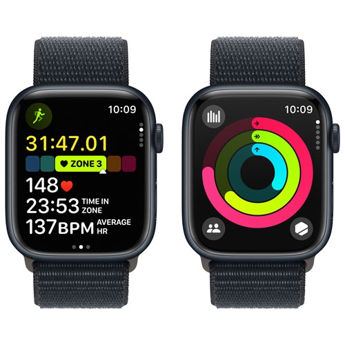 Apple Watch Series 9 (GPS) 45mm Midnight Aluminium Case with Midnight Sport Loop by APPLE - Refurbished condition - Image 7