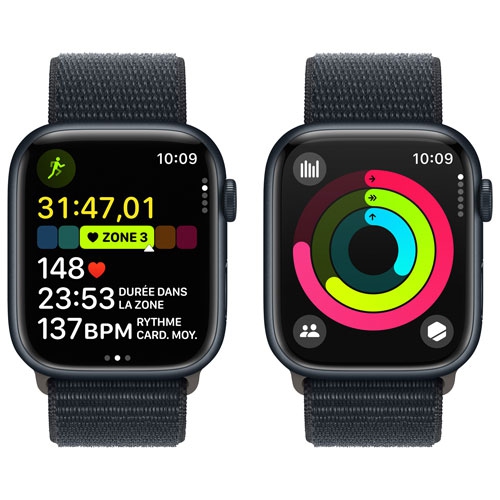 Apple Watch Series 9 (GPS) 45mm Midnight Aluminium Case with Midnight Sport Loop by APPLE - Refurbished condition - Image 8