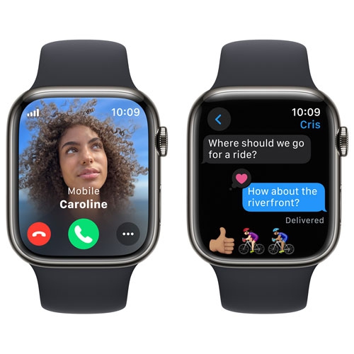 Apple Watch Series 9 (GPS + Cellular) 45mm Graphite Stainless Steel Case with Midnight Sport Band - Small / Medium by APPLE - Refurbished condition - Image 7