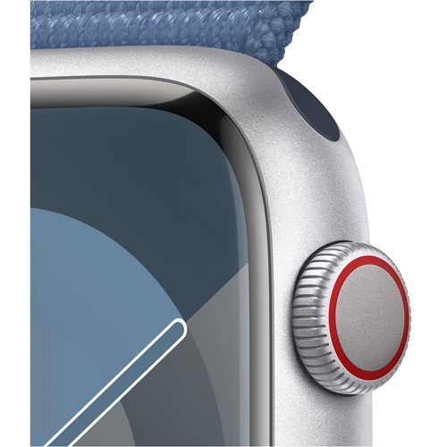 Apple Watch Series 9 (GPS + Cellular) 45mm Silver Aluminum Case with Winter Blue Sport Loop by APPLE - Refurbished condition - Image 4