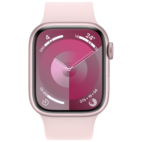 Refurbished - Apple Watch Series 9 (GPS) 41mm Pink Aluminum Case with Pink Sport Band - Small / Medium