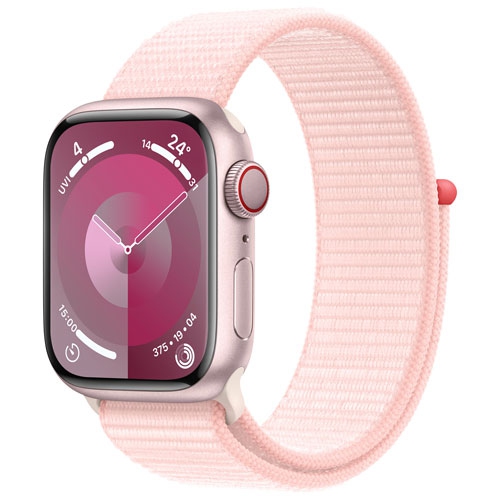 Refurbished - Apple Watch Series 9 (GPS + Cellular) 41mm Pink Aluminum Case with Light Pink Sport Loop