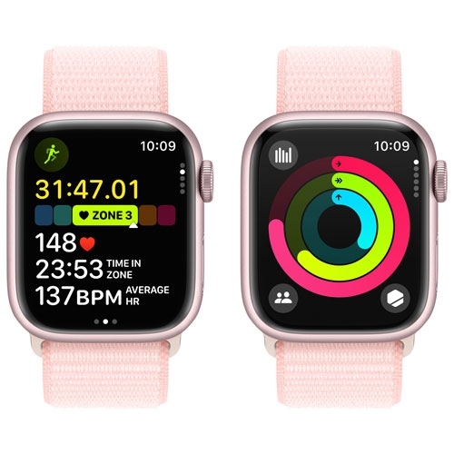 Refurbished - Apple Watch Series 9 (GPS + Cellular) 41mm Pink Aluminum Case with Light Pink Sport Loop