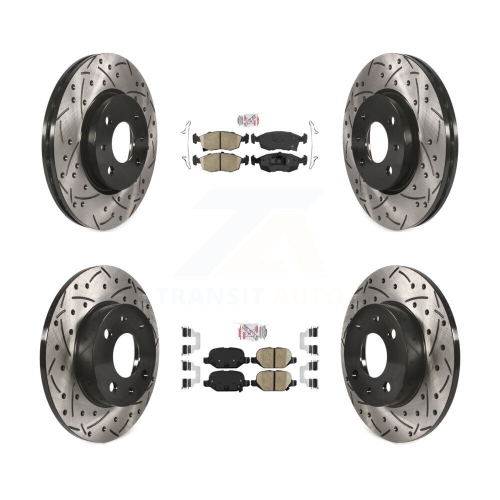 TRANSIT AUTO  Front Rear Ceramic Pads And Coated Drilled Slotted Disc Brake Rotors Kit for Fiat 500 Kda-101623