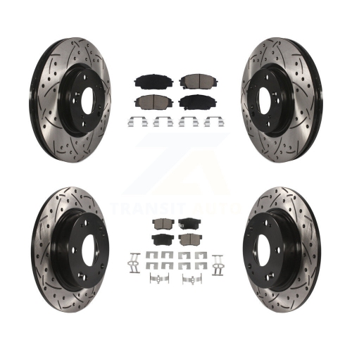 Front Rear Coated Drilled Slot Disc Brake Rotor Ceramic Pad Kit For ...