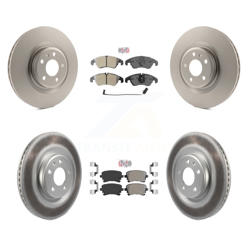 Front Rear Semi-Metallic Pads And Coated Disc Brake Rotors Kit For