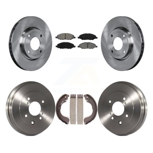 Front Rear Disc Brake Rotors Semi-Metallic Pad Drum Kit For 2008 Nissan Versa 4-Wheel ABS K8S-103586