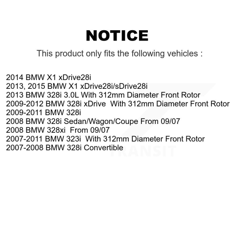 Front Disc Brake Rotors And Ceramic Pads Kit For BMW 328i xDrive X1 328xi K8C-100508