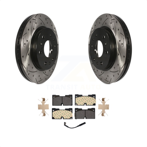 TRANSIT AUTO  Front Coated Drilled Slotted Disc Brake Rotor & Semi-Metallic Pad Kit for Gmc Sierra 1500 Kdf-100949