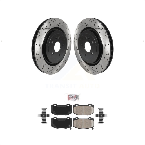 TRANSIT AUTO  Rear Coated Drilled Slotted Disc Brake Rotors And Ceramic Pad Kit for Chevrolet Camaro Ss Kda-102165