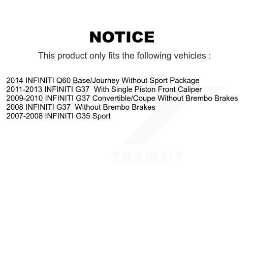 Front Rear Ceramic Pads And Coated Disc Brake Rotors Kit For INFINITI G37 G35 Q60 KGA-102140