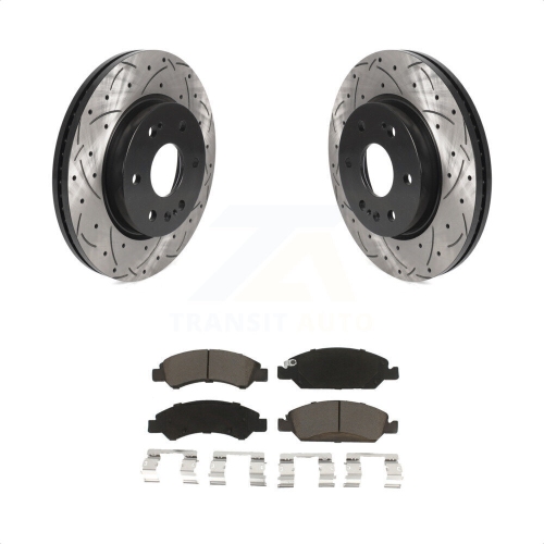 TRANSIT AUTO  Front Coated Drill Slot Disc Brake Rotors Ceramic Pad Kit for Chevrolet Silverado 1500 Ld Kdc-100950