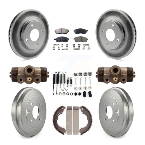 Front Rear Coat Brake Rotor Semi-Metallic Pad Drum Kit For Nissan Versa Sentra Cube KGF-101762