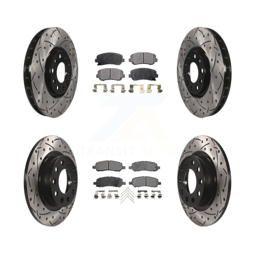 Front Rear Drilled Slot Disc Brake Rotor & Semi-Metallic Pad Kit For 2013-2016 Dodge Dart KDF-100264