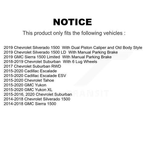 Ensemble de plaquettes en céramique pour disque de frein arrière pour Chevrolet GMC Silverado 1500 Sierra Tahoe Yukon KGA-103873